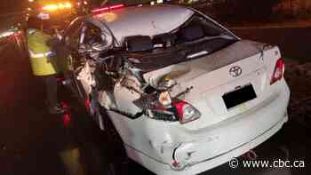 Man charged after driving badly damaged vehicle on Highway 401 after earlier crash