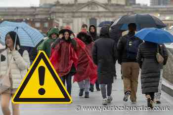 Met Office forecast rain as yellow warning issued in London