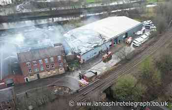 Drone footage shows devastation caused by fire in Blackburn