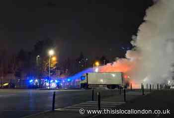 Watch as fire guts 18-tonne HGV in B&Q Cricklewood car park