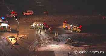 3 adults, 1 child taken to hospital after several collisions in Leduc County