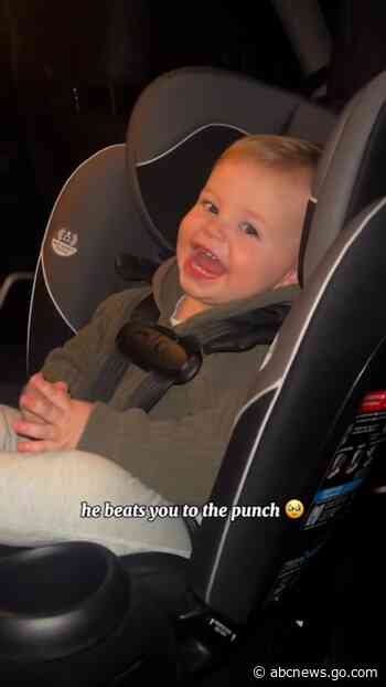 WATCH:  Baby adorably beats mom to the punch saying 'Hi' after she opens car door