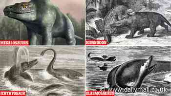 Forget what you saw in Jurassic Park! Hilarious images reveal what scientists thought dinosaurs looked like in the 1800s - and what we really know they looked like now