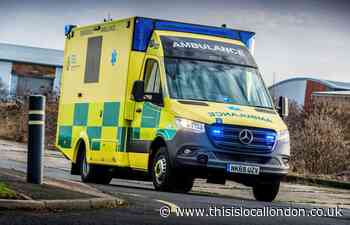 London Ambulance rammed by car in Bexleyheath