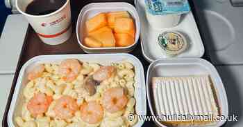 Woman calls mac, cheese and prawn breakfast 'worst plane meal ever'