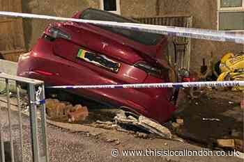 Tesla crashed into Collier Row garden after bus collision