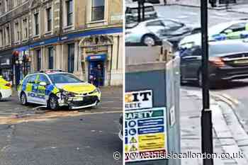 Pictures show Romford Road Manor Park police car crash