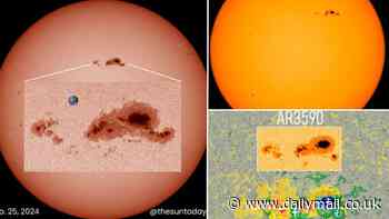 Huge sunspot that launched the strongest solar flare in six years is now pointing 'almost directly' at Earth - and it could spark geomagnetic storms and power outages, scientists warn