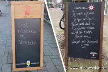 Tessenderlo verklaart oorlog aan stoepborden, handelaars slaan terug met ludieke slogans