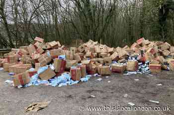 Farningham Woods car park: Boxes of masks dumped