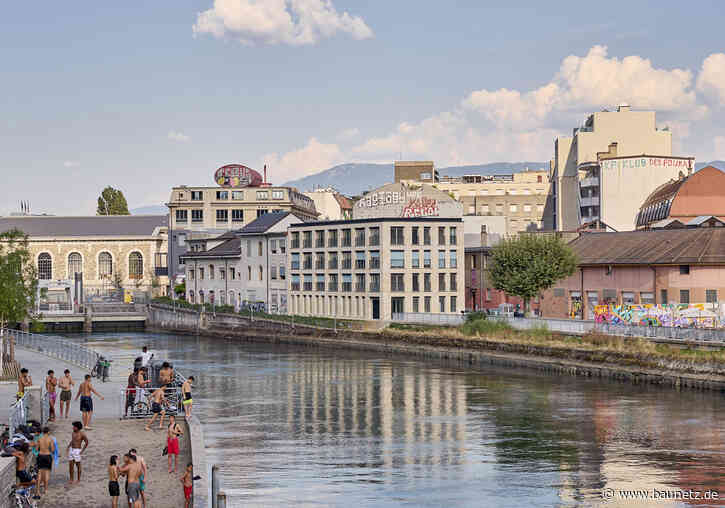 Steinblöcke am Genfer Rhoneufer
 - Sozialwohnungsbau von Atelier Archiplein