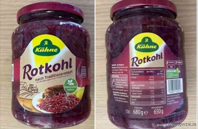 Produktrückruf Kühne Rotkohl nach Traditionsrezept 720 ml im Glas: Gefahr durch Fremdkörper im Produkt