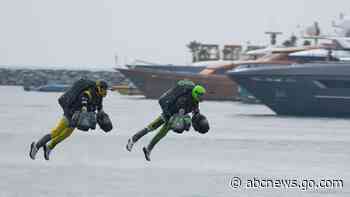 ‘Iron Man’ pilots race in jet suits against a backdrop of Dubai skyscrapers