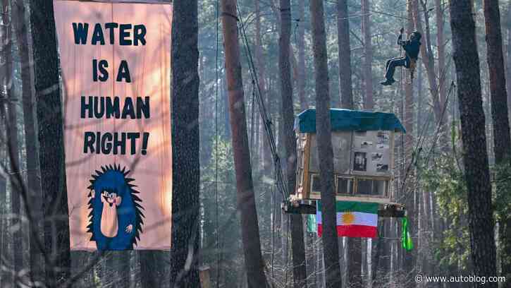 Activists build treehouses to protest Tesla's plans to expand its plant near Berlin