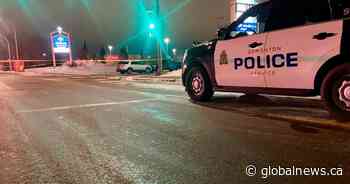 Crime scene in west Edmonton, roads blocked off