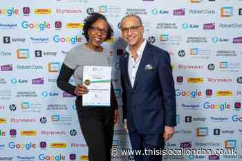 Elasha Creations Sewing Studio given award by Theo Paphitis