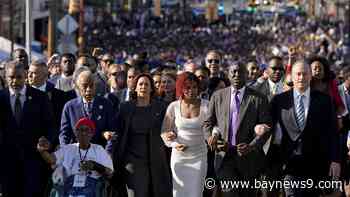 Kamala Harris leads Bloody Sunday memorial as marchers' voices ring out for voting rights