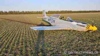 Pilot escapes uninjured after plane crashes in farmer's field near Barrie