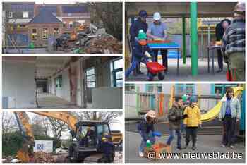 Kindjes helpen mee met afbraak van school in Hoogstraat