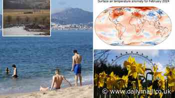 Last month was officially the hottest February on RECORD with global temperatures 0.81°C above average - and experts say climate change is to blame