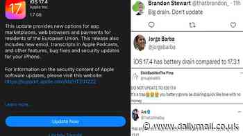 iPhone users say Apple's iOS 17.4 update is RUINING their battery life - here's what to do if your device is affected