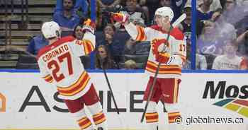 Sharangovich has 4 points as Flames beat Lightning 6-3