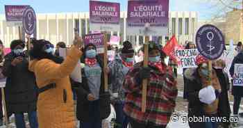 ‘A lot of work to do’: International Women’s Day march in Fredericton calls for pay equity