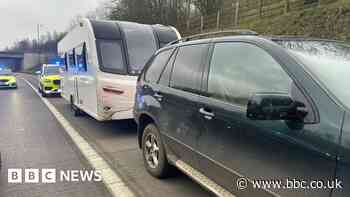 Boy, 11, found driving BMW towing caravan on M1