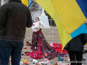 Demonstration held at Edmonton's Churchill Square for Ukrainian children