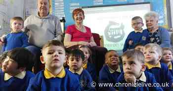 Gateshead care home residents visit primary school to share folklore through handmade shadow puppets