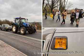 Farmers march along A59 near Preston over produce dispute