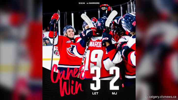 Hurricanes rally in third to defeat Warriors 3-2 in Moose Jaw