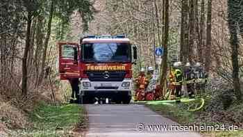 Strohwiese zwischen Rohrdorf und Achenmühle in Brand - Feuer durch Einsatzkräfte gelöscht