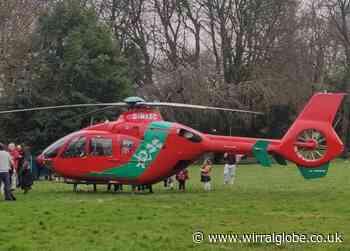 Air ambulance lands after house fire in Wallasey