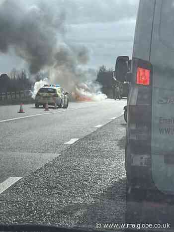 Lanes closed on M53 as firefighters tackle incident
