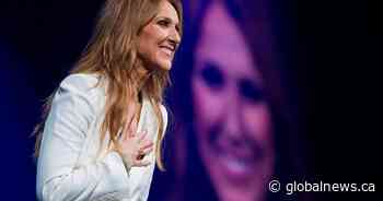 Céline Dion a big hit with players during visit with Edmonton Oilers in Vegas