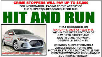 BSO searching for driver in Deerfield Beach hit-and-run that left motorcyclist hospitalized