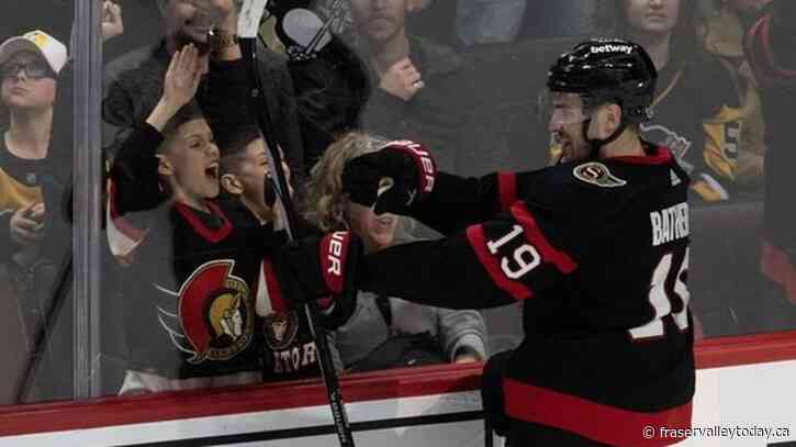 Batherson scores OT winner, Senators beat Penguins 2-1 to snap seven-game skid