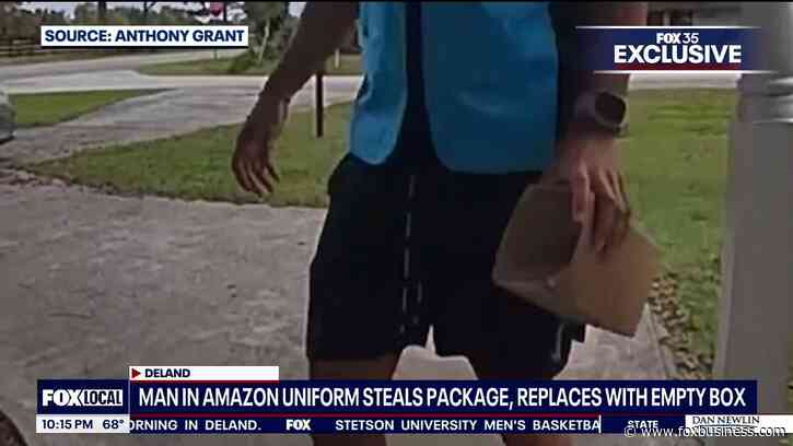 Florida man wearing Amazon vest seen swapping package with empty box