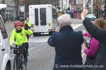 In Pictures: Mollie King greeted by cheering crowd in Hull as she crosses finish line