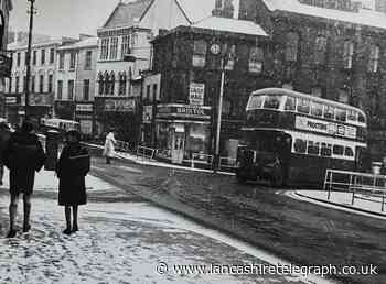 Blackburn town centre in the snow in great Sixties' photo
