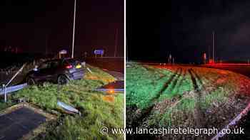 Car drove over roundabout on M55 after drink driving