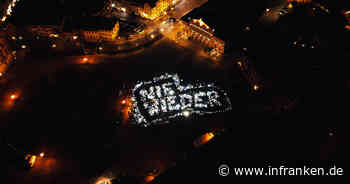 "Lichtermeer gegen Rechtsextremismus" in Coburg: Drohne zeigt riesige Botschaft