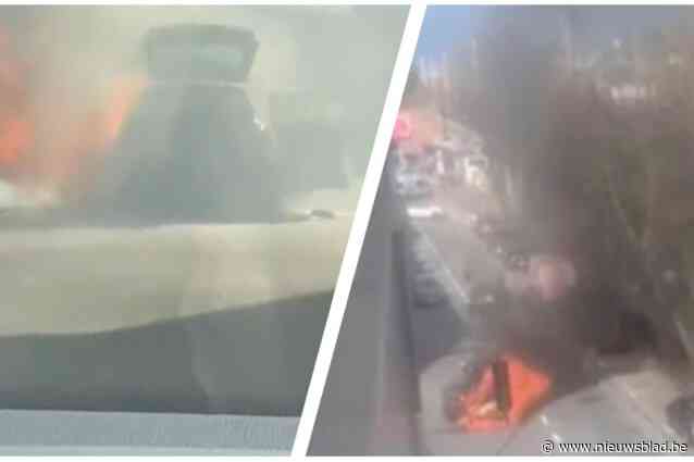 Auto vliegt in brand op Hanssenslaan: geen gewonden ondanks spectaculaire vlammenzee