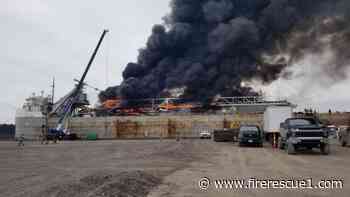 Firefighters from 4 Ohio FDs battle cargo ship blaze