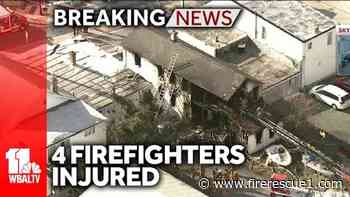 Md. firefighters trapped in floor collapse during building fire