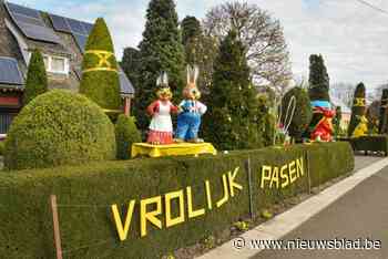 Paashazen, paasklokken en gekleurde eitjes in tuin: Guido tovert straat in Peer om tot paasattractie