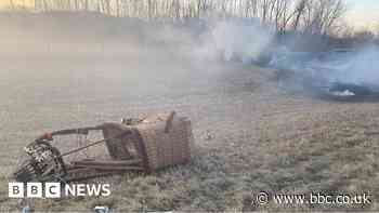 Watch: Hot air balloon collides with powerlines