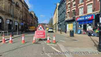 Blackburn town centre road shut following burst water pipe