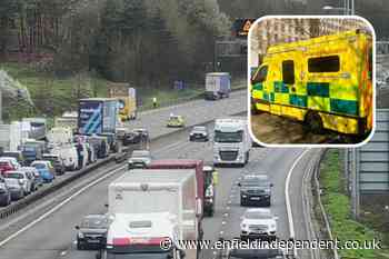 M25 Junction 26 to 27 lorry and car crash: Man in hospital